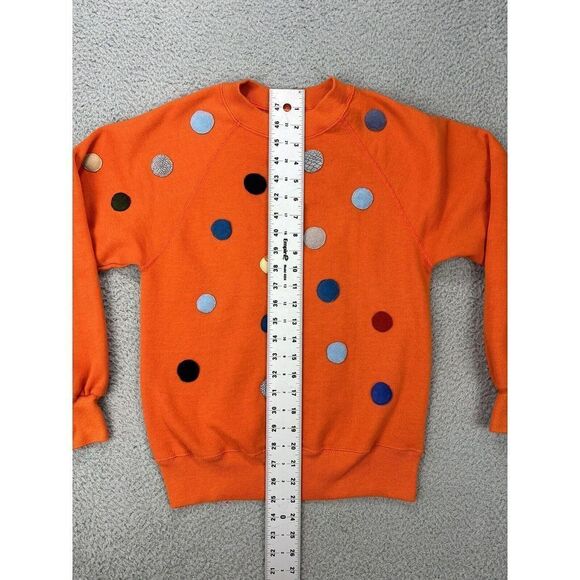 Vintage GAP Sweatshirt Womens Small Orange Polka Dot Made in USA - Picture 5 of 6